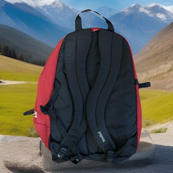 Jansport Red Canvas Multi Pocket Canvas Backpack TDM3 - Picture 2 of 6